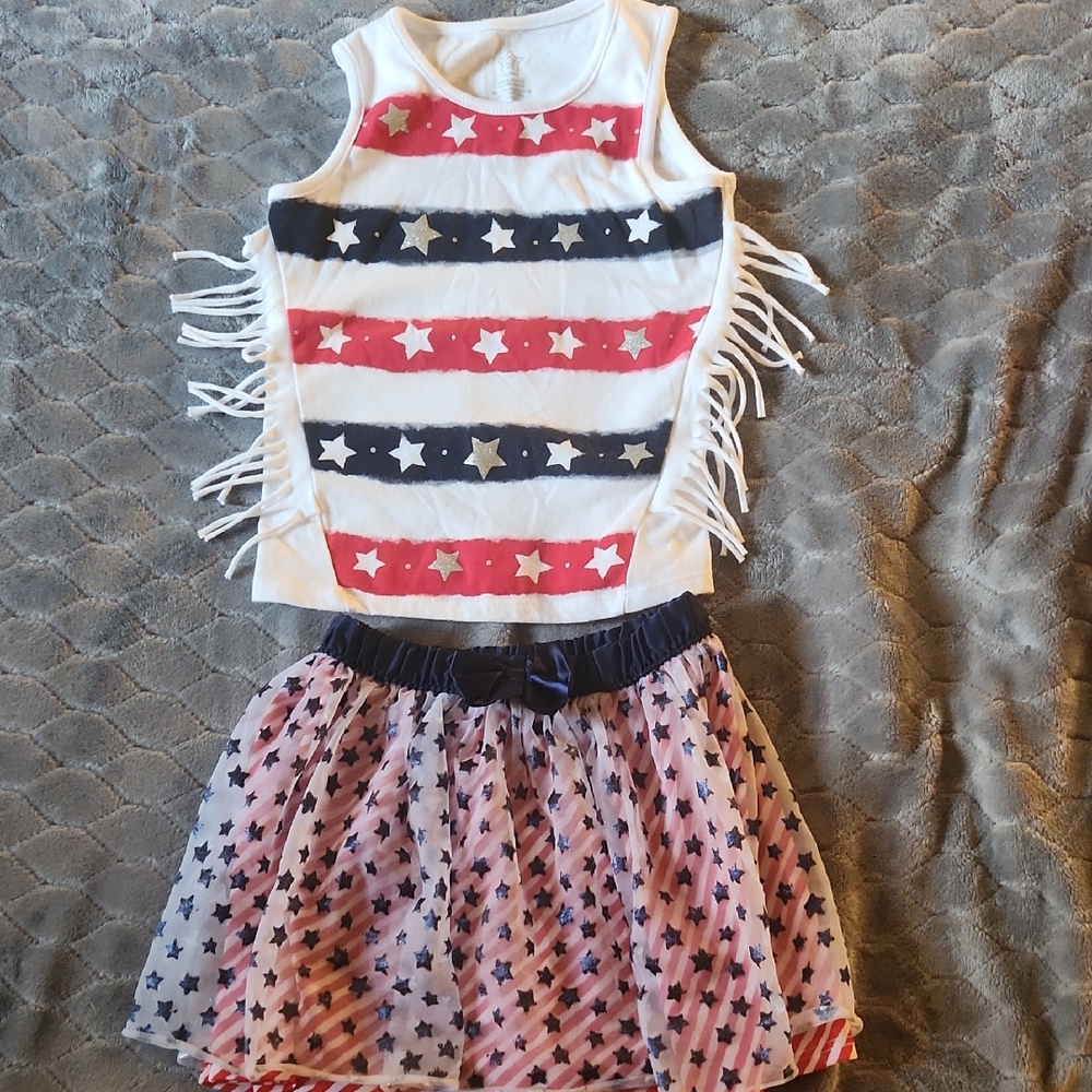 🍀Star-Spangled Fringe Tank and Skirt Set